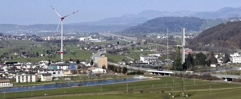 The green lattice tower easily fits in with the landscape.